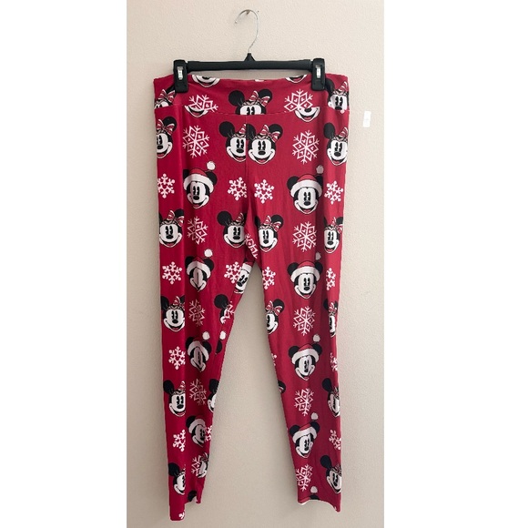 5/$15 MUST BUNDLE Disney Red Mickey Mouse Christmas Leggings Pajama Bottoms - Picture 1 of 4